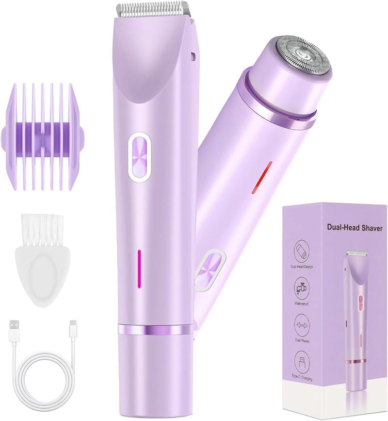XYOUWEI 2 in 1 Bikini Trimmer for Women, Rechargeable Electric Razors for Women, Wet/Dry Use Lady Electric Shaver for Bikini Face Lip Underarm Legs Pubic Hair - Image 1